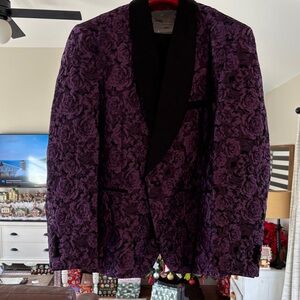 TAZZIO Black and Purple Floral Blazer